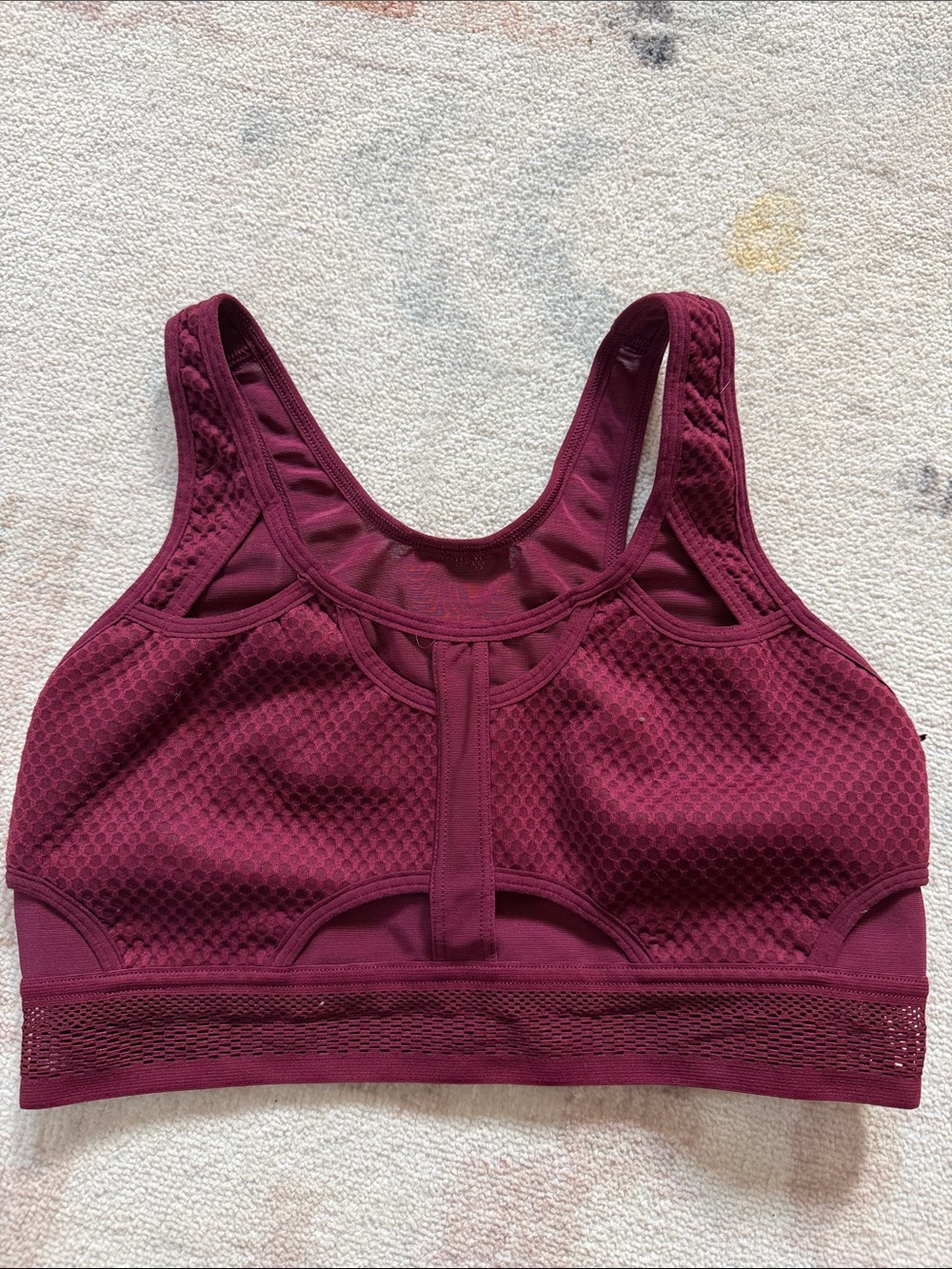 Nike Burgundy High-Neck Mesh Sports Bra